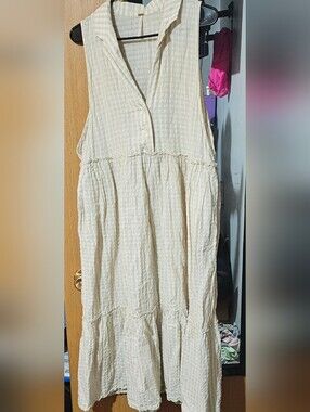 Free People Cream Sleeveless Textured Maxi Dress